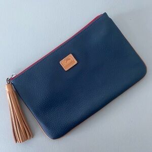 Dooney & Bourke Navy Blue Leather Clutch with Tassel